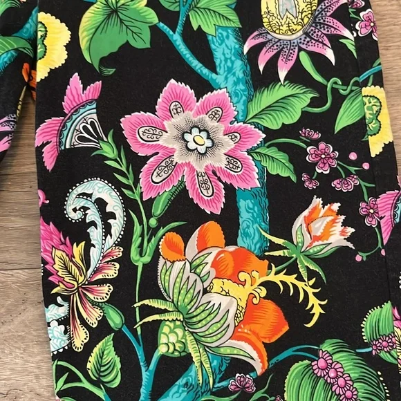 Vintage Staples Slacks Pants Black Vibrant Floral Print Size 6 - Picture 12 of 12